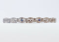 Art Deco Ladies 14K White Gold Diamond Sapphires Bracelet