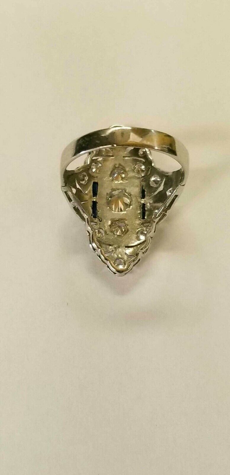 Art Deco Ladies Diamonds Sapphires Platinum Ring