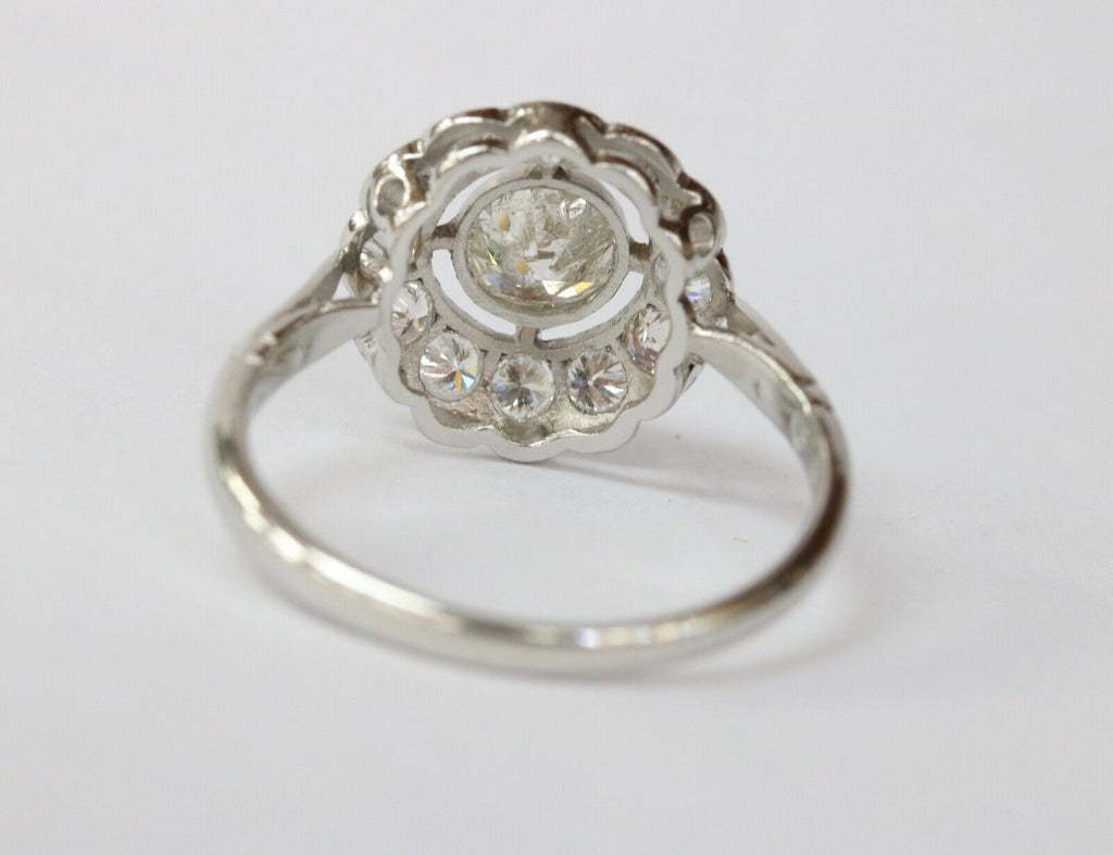 Brilliant French Art Deco Floral Ring Diamonds Platinum Ring