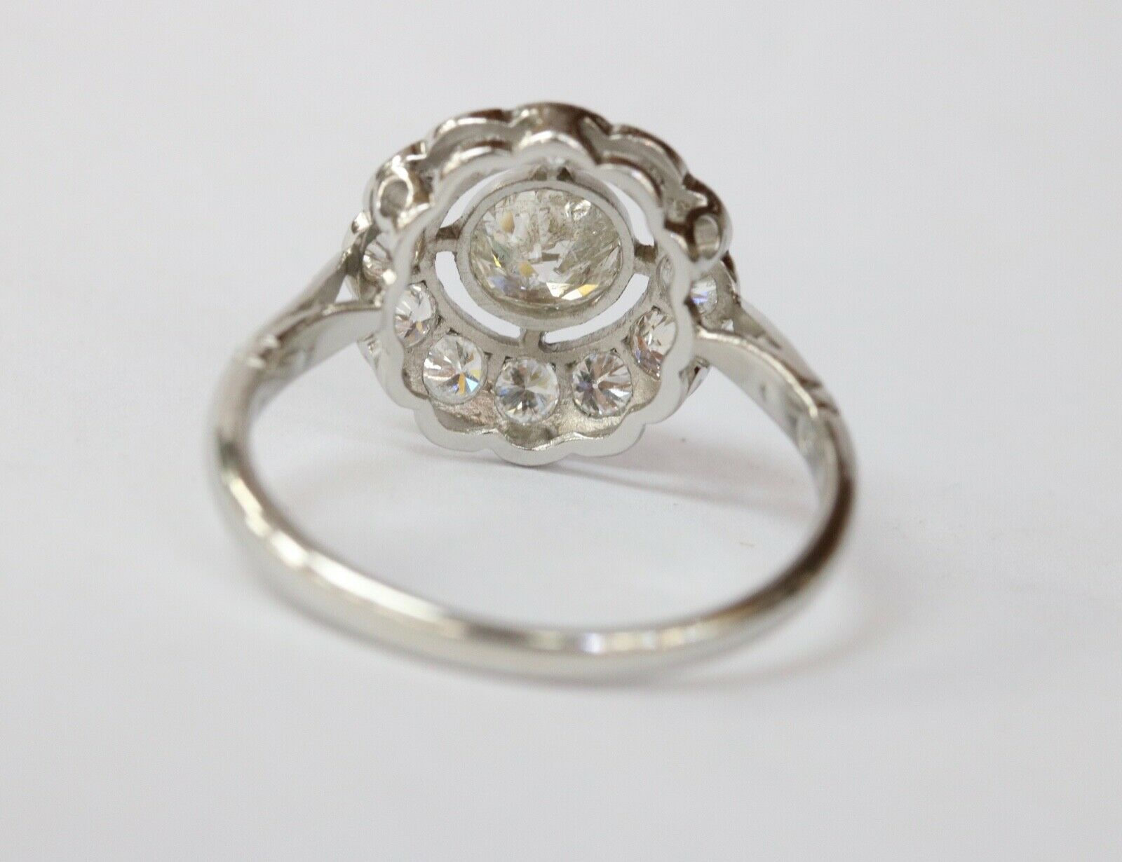 Brilliant French Art Deco Floral Ring Diamonds Platinum Ring