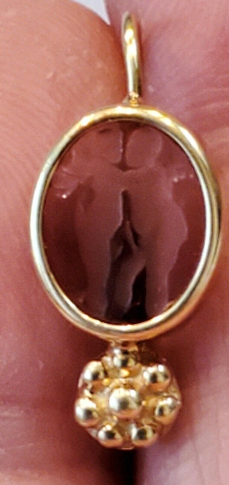 Italian Vintage Cherub Angels Art Glass 14K Yellow Gold Earrings