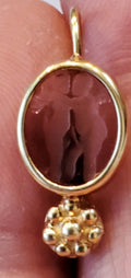 Italian Vintage Cherub Angels Art Glass 14K Yellow Gold Earrings