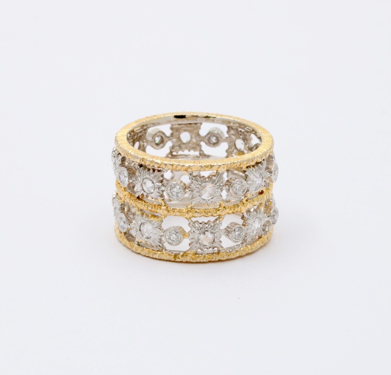 Vintage Ultra Wide Diamonds 18K YG Ring
