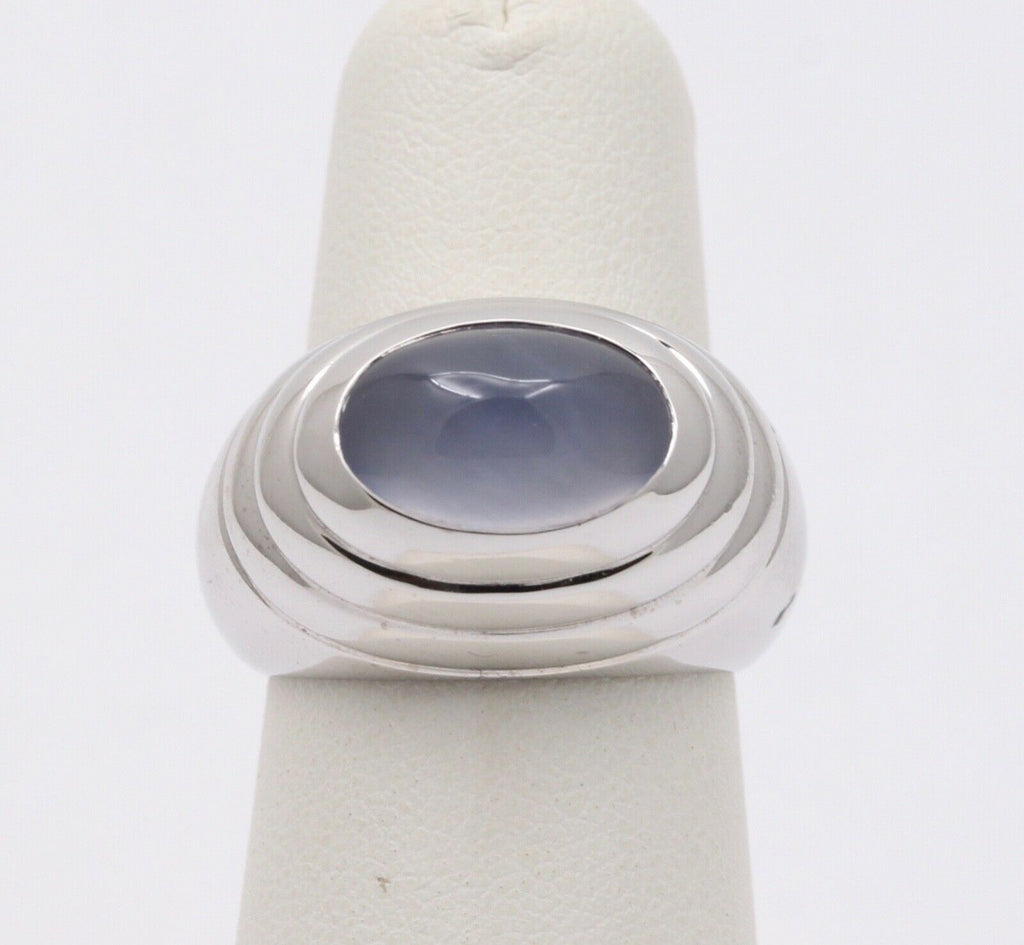 Boucheron Blue Chalcedony 18K White Gold Vintage Ring
