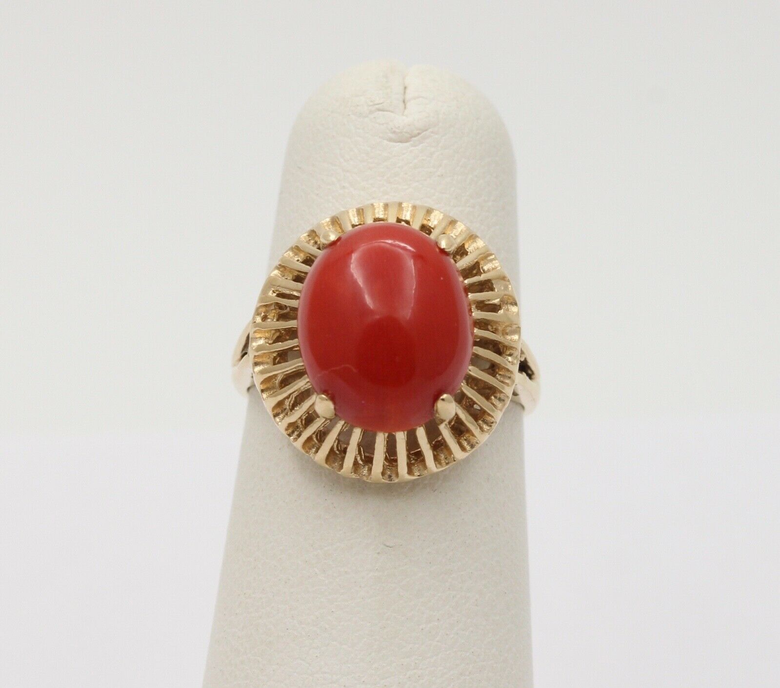 Vintage Oxblood Coral 14K Yellow Gold Ring