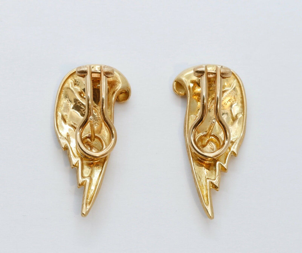 Vintage Buccellati Wing Earrings 18K Yellow Gold