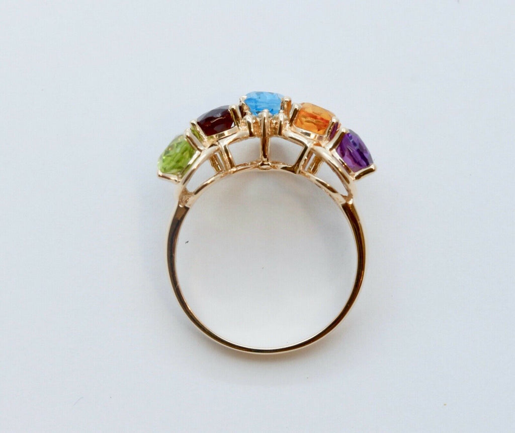 Beautiful Vintage Ladies 14K Yellow Gold Multi Stone Ring