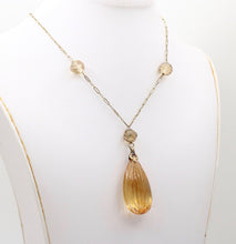 Load image into Gallery viewer, Vintage 14K Yellow Gold Carved Citrine Pendant and Necklace
