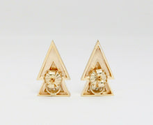 Load image into Gallery viewer, Vintage 14K Yellow Gold Diamond Triangle Earrings
