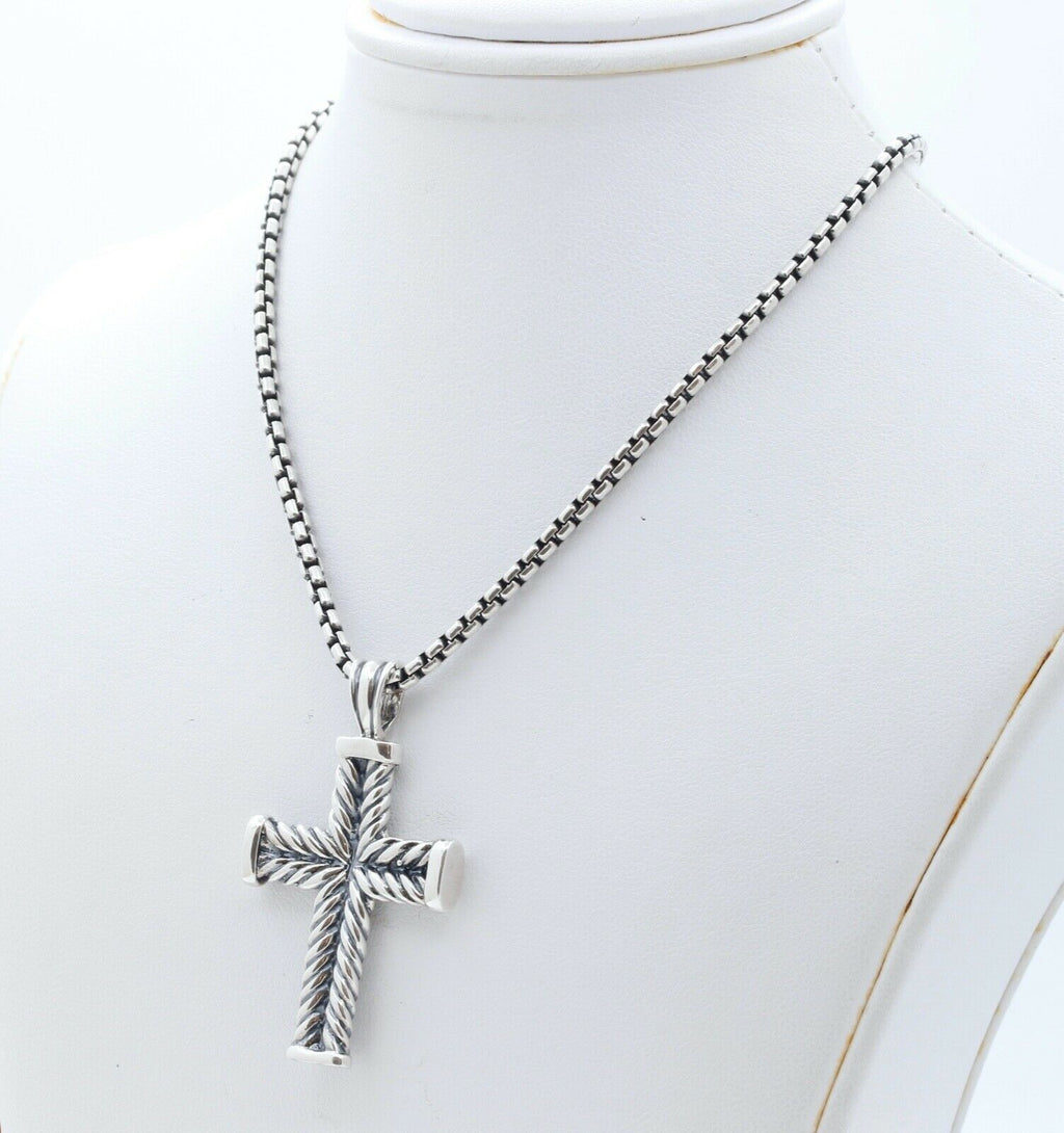 David Yurman 925 Chevron Cross Pendant and Chain