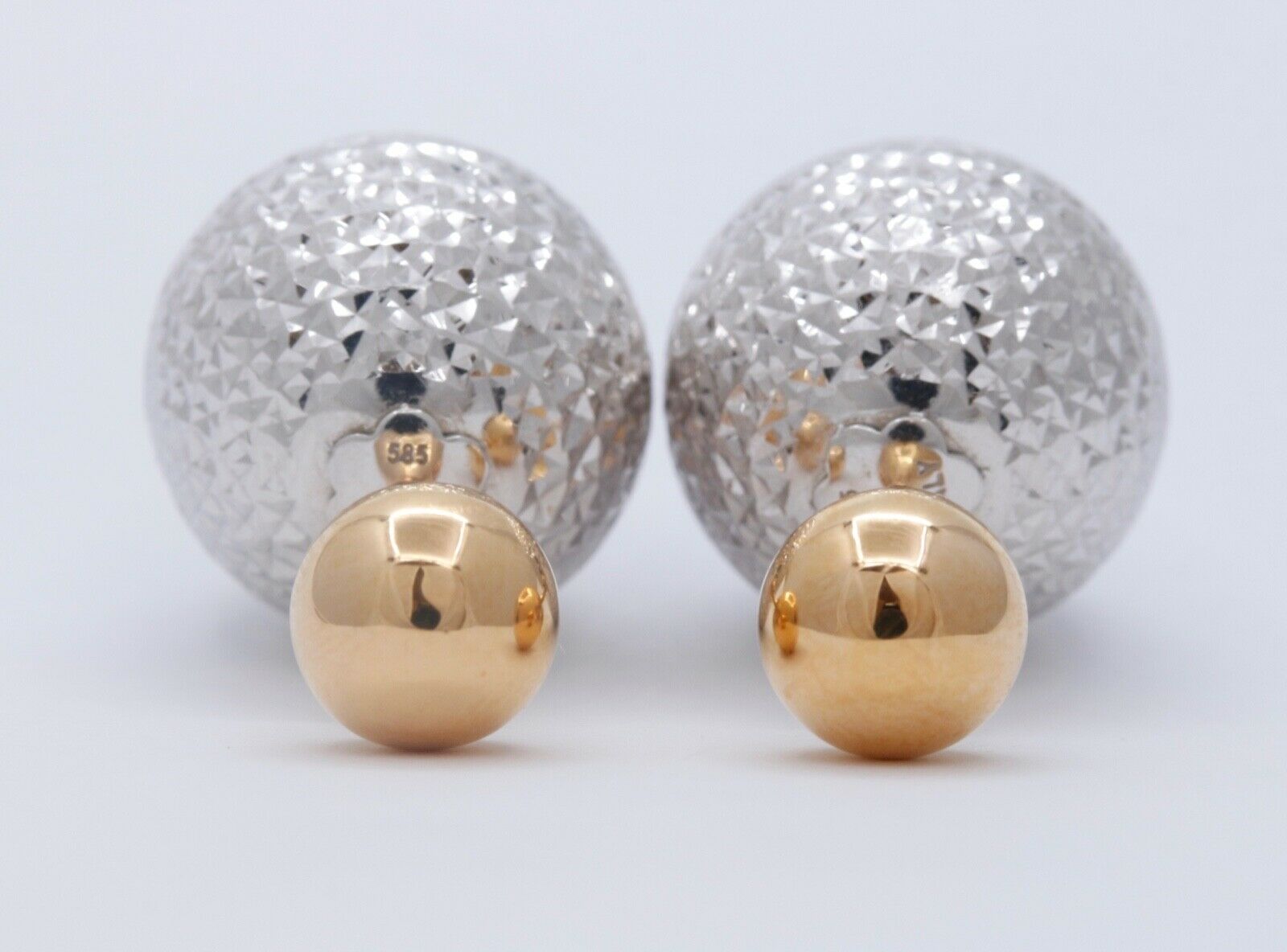 Italian Vintage 14K White Yellow Ball Earrings