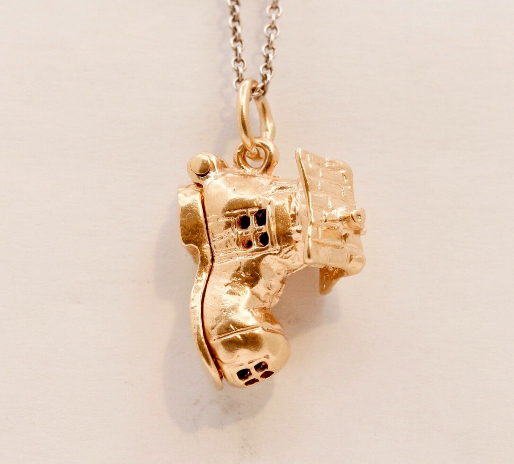 Vintage 14K Yellow Gold Movable "There Was An Old Woman" Enamel Pendant Charm