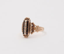 Load image into Gallery viewer, Art Deco Diamonds Garnets 14K Rose Gold Ring
