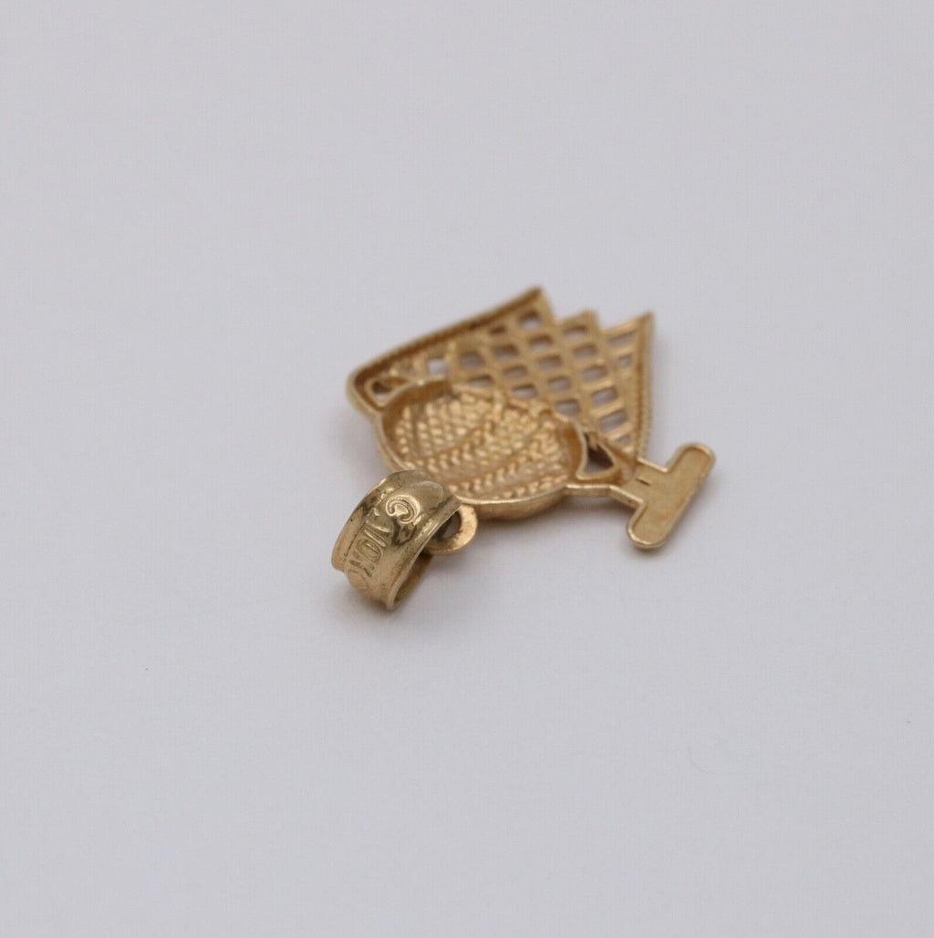 Vintage 10K Yellow Gold Basketball Hoop Charm, Pendant.