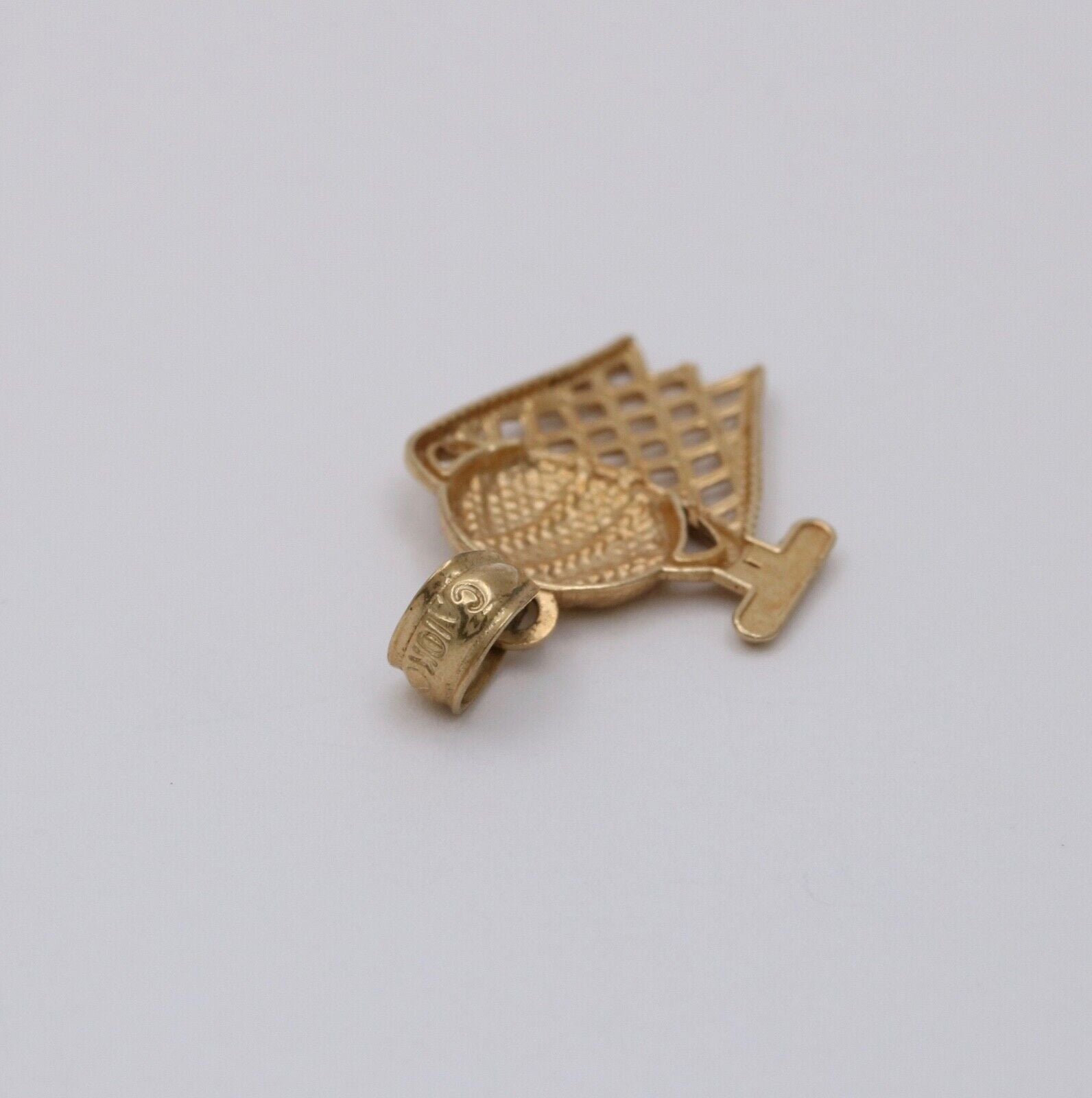 Vintage 10K Yellow Gold Basketball Hoop Charm, Pendant.