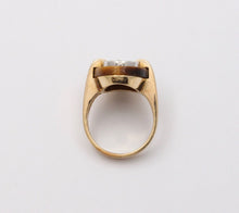 Load image into Gallery viewer, Vintage Tiger Eye 14K Yellow Gold Diamond Ring, Statement Ring
