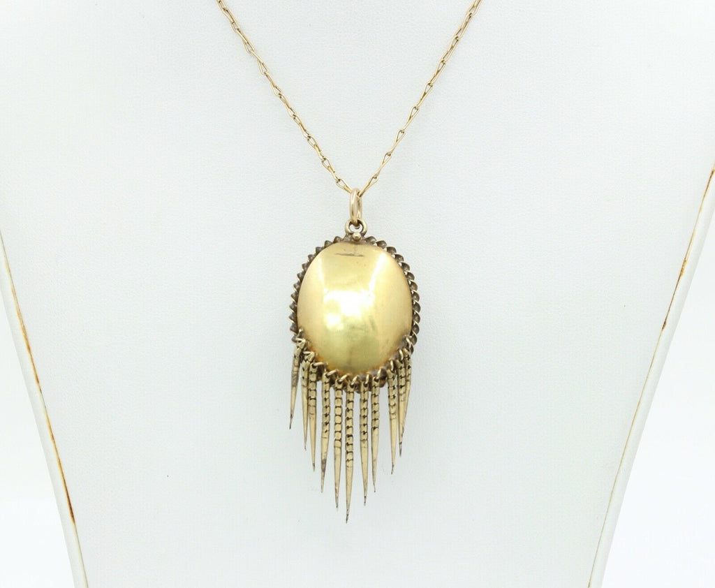 Victorian 14K 10K Yellow Gold Turquoise Diamond Chain Pendant