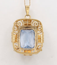 Load image into Gallery viewer, Mid Century Emerald Cut Topaz 9K Yellow Gold Pendant
