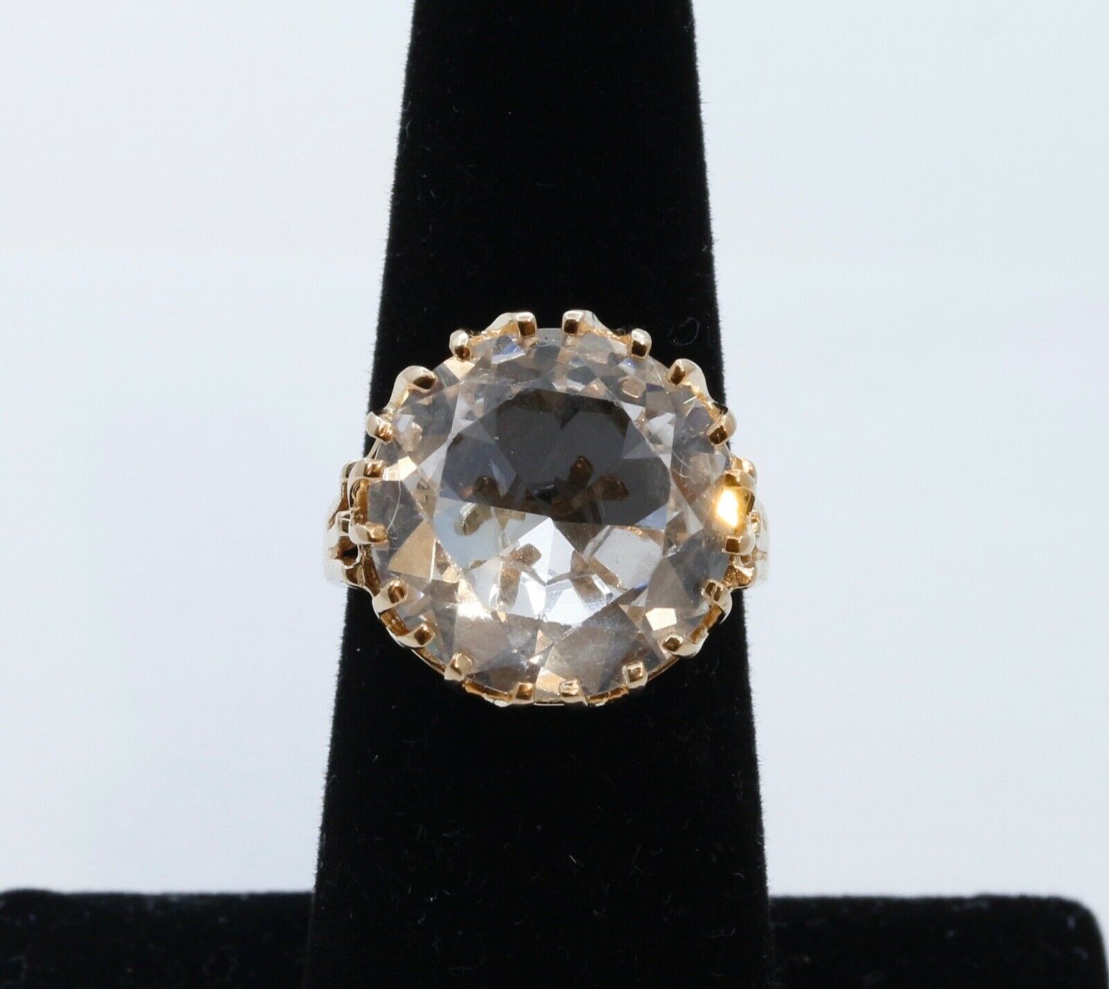 Vintage 14K Yellow Gold Crystal Ring