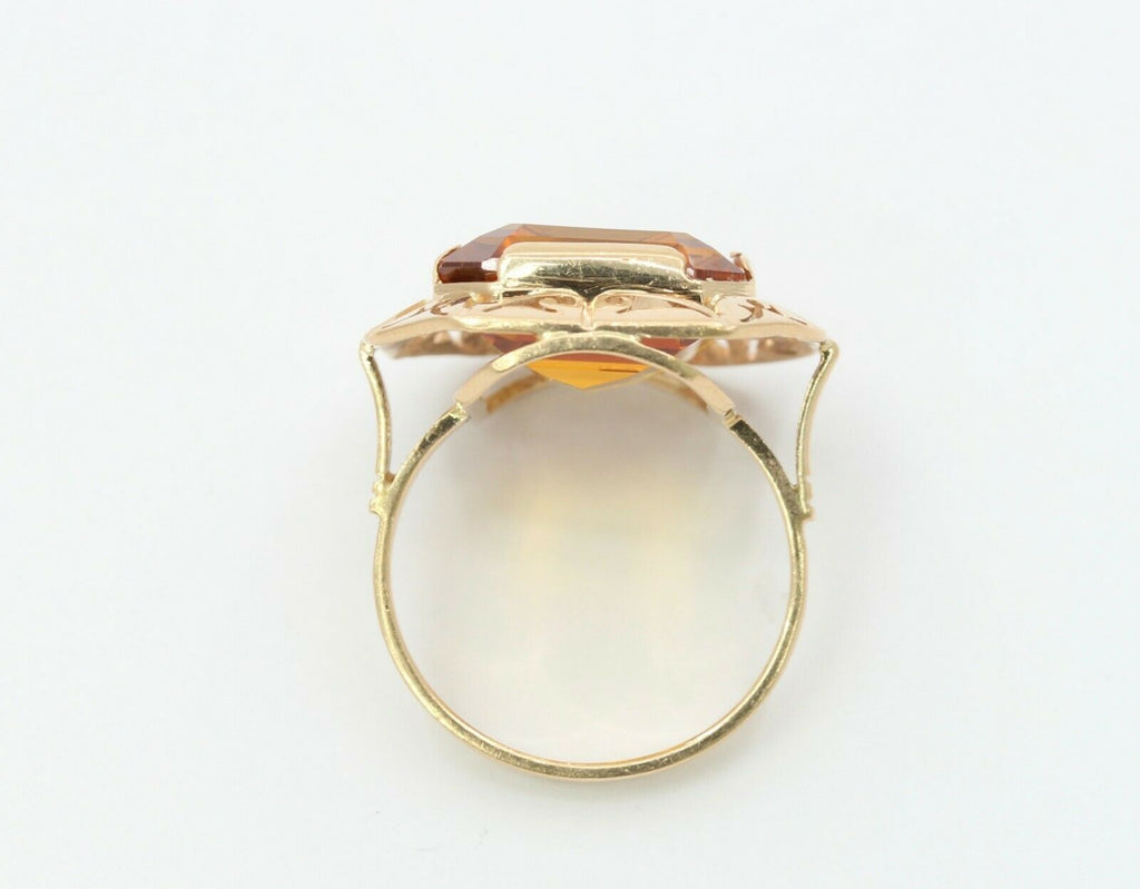 Art Deco 14K Yellow Gold Citrine Statement Ring