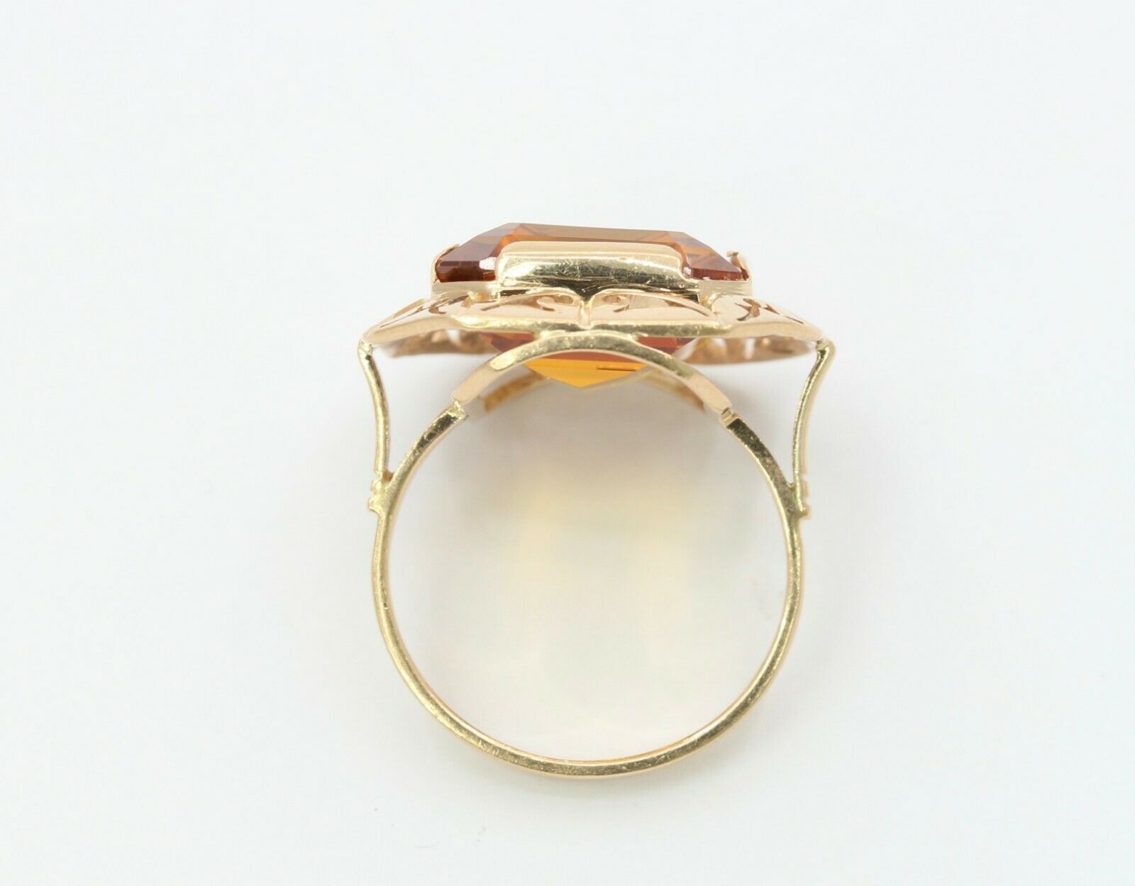 Art Deco 14K Yellow Gold Citrine Statement Ring