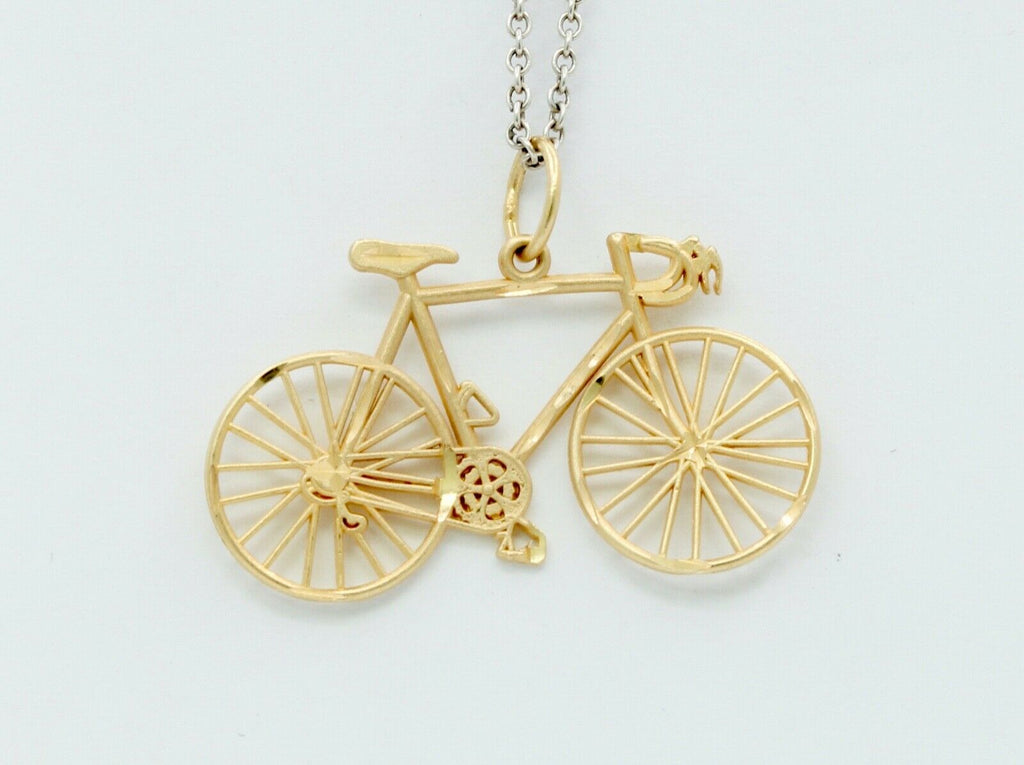 Vintage Ten Speed Racing Bicycle 14K Yellow Gold Pendant Charm