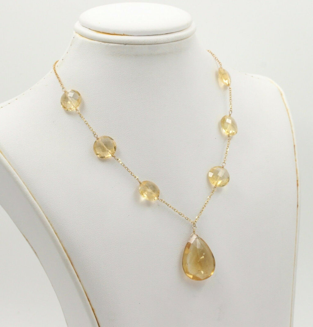Vintage 14K Yellow Gold Natural Citrine Necklace