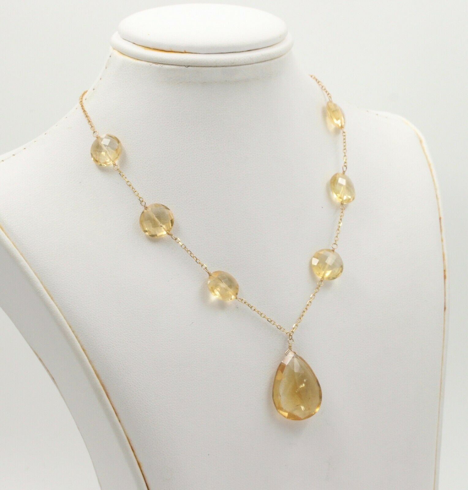 Vintage 14K Yellow Gold Natural Citrine Necklace