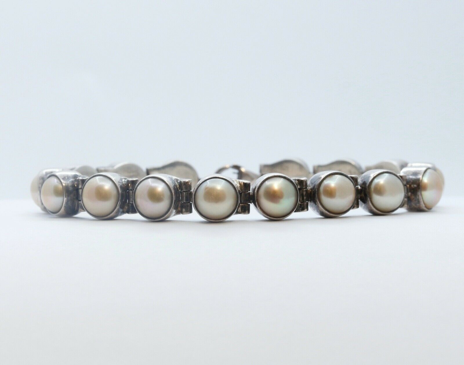 Vintage Aceloni Bracelet 925 Sterling Silver and Pearls