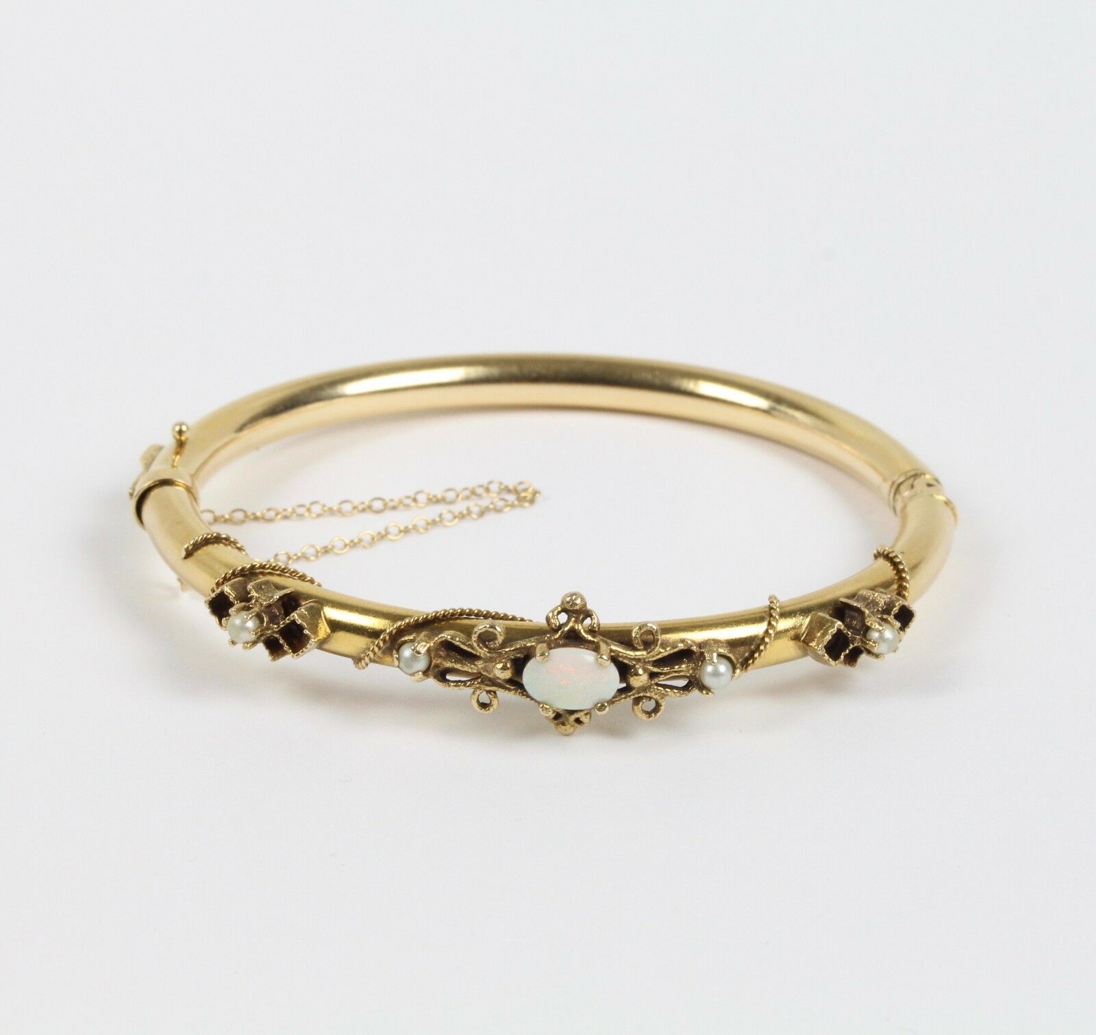 Victorian 14K Yellow Gold Opal Bangle