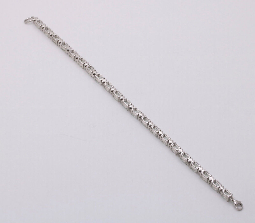 Vintage Green Quartz Sterling Silver Link Bracelet