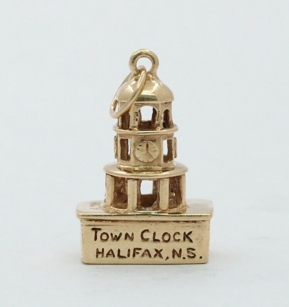 Vintage 10K Yellow Gold Town Clock Charm