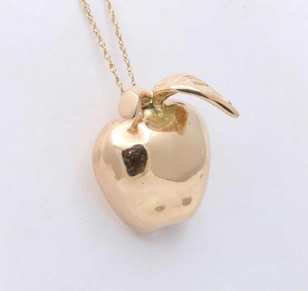 Vintage 14K Yellow Gold Big Apple Charm Pendant