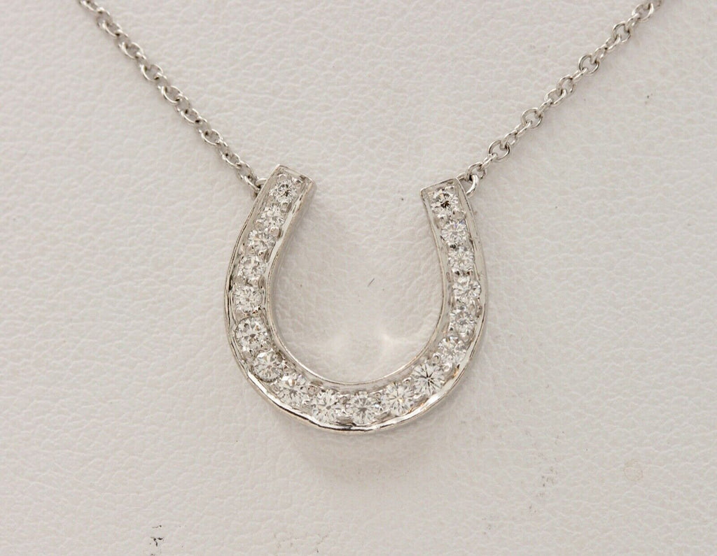 Classic Tiffany & Co HorseShoes Diamond Platinum Pendant, Necklace.