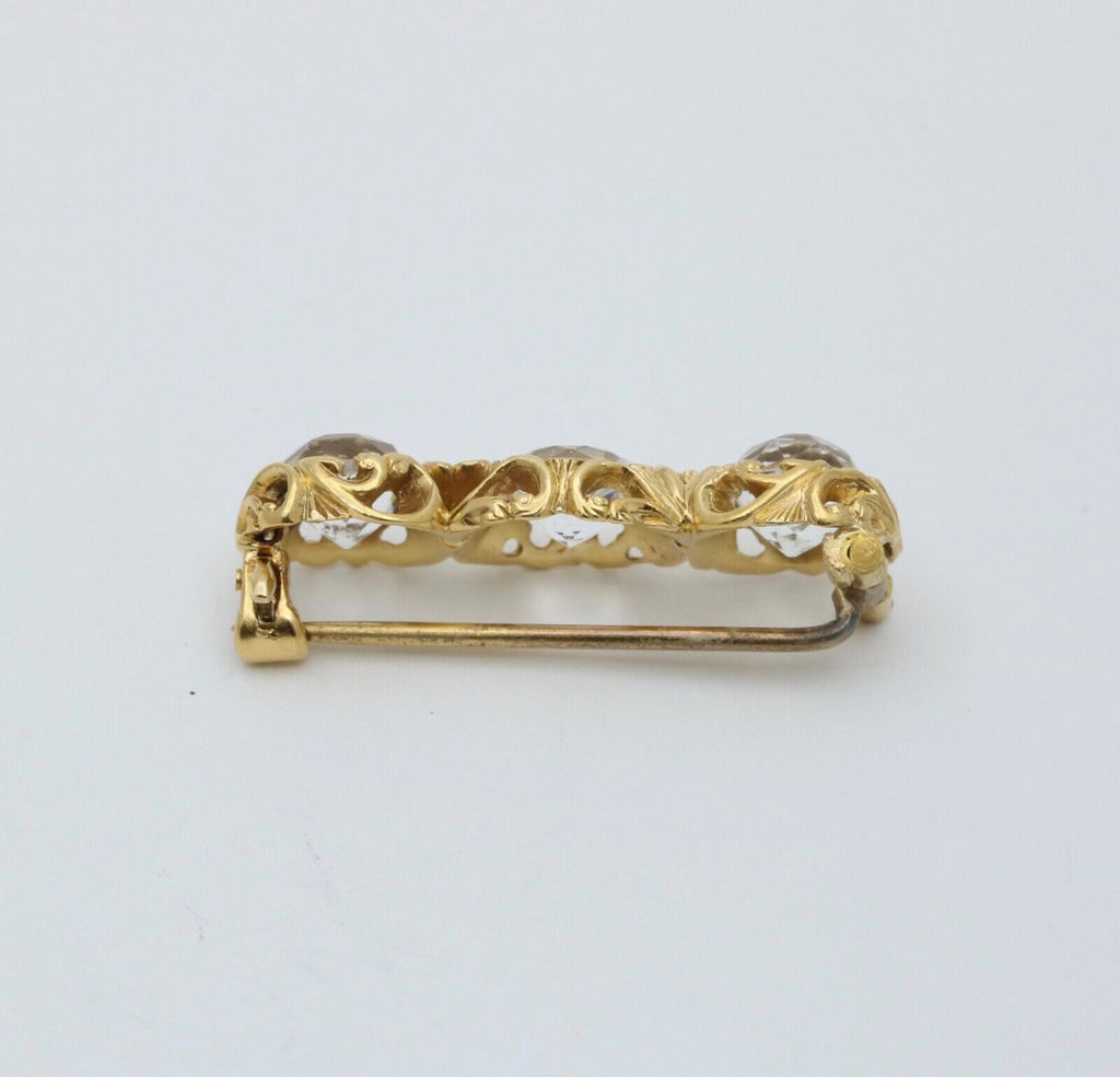 Antique 14K Yellow Gold Three Paste Bar Pin