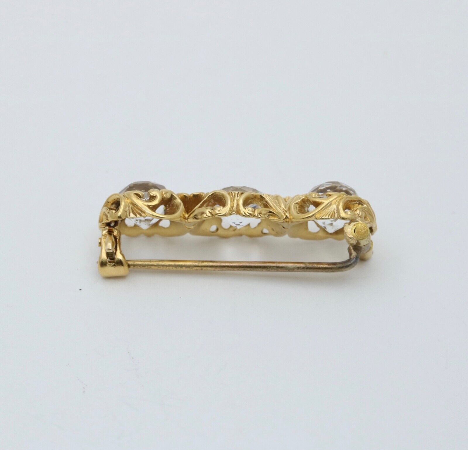 Antique 14K Yellow Gold Three Paste Bar Pin