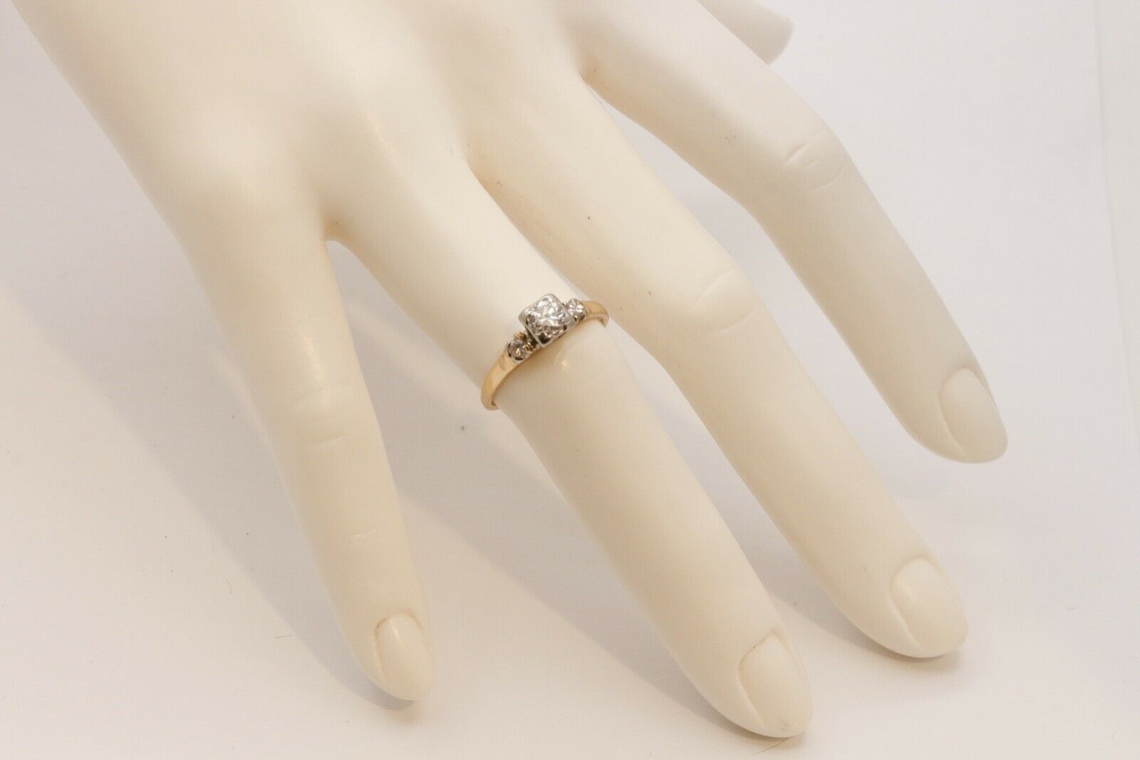 Art Deco Diamonds 14K Yellow White Gold Engagement Band