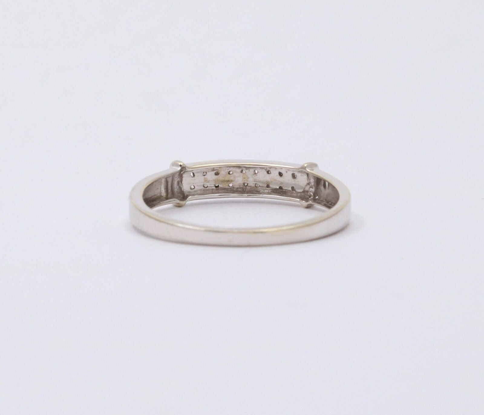 Vintage Diamond 14K White Gold Ring Band, Wedding Band