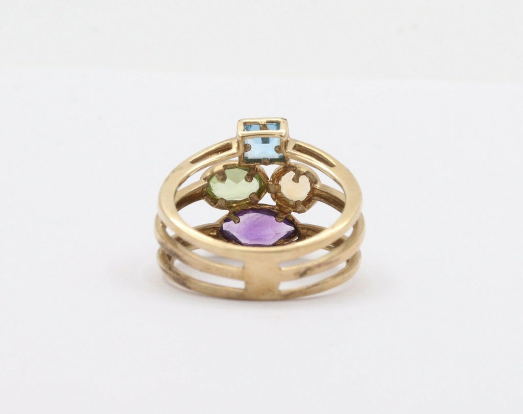Vintage 10K Yellow Gold Multi Color Gem Stones Ring