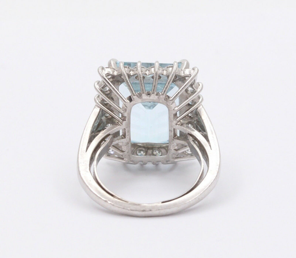 Vintage Aquamarine Diamonds Platinum Ring