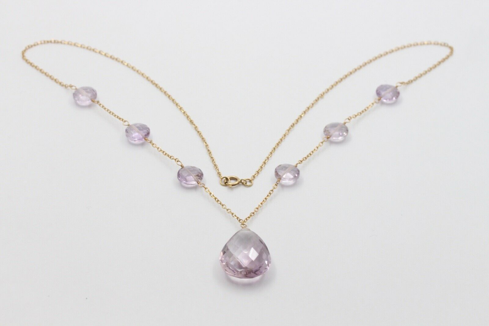 Vintage Amethyst Droplet 14K Yellow Gold Necklace