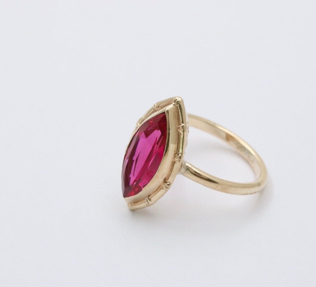 Vintage Art Deco Style 10K Yellow Gold Navette Ring
