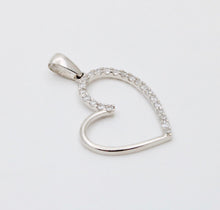 Load image into Gallery viewer, Vintage Heart White CZ 10K White Gold Pendant
