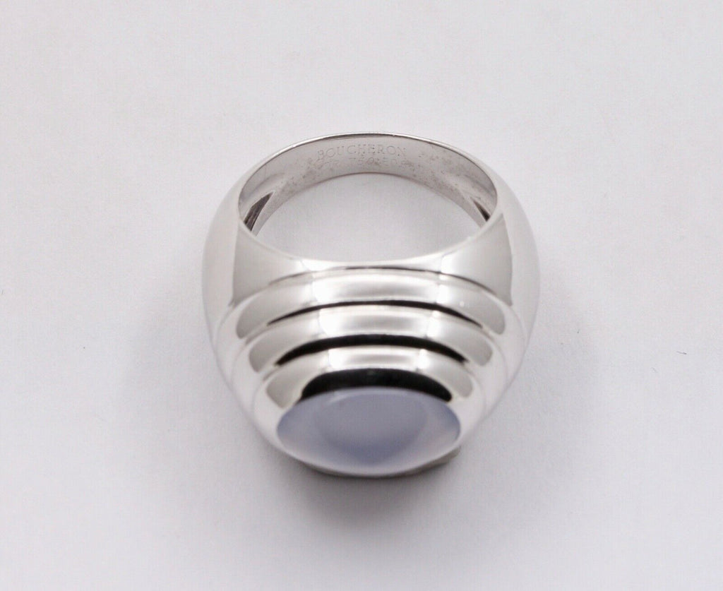Boucheron Blue Chalcedony 18K White Gold Vintage Ring