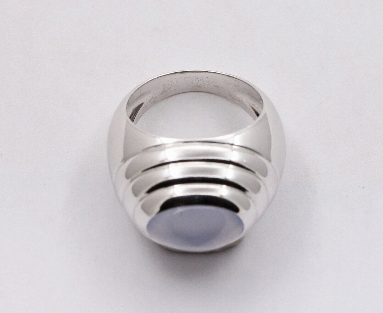 Boucheron Blue Chalcedony 18K White Gold Vintage Ring