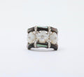 Vintage C&S Flower Moonstones Diamonds 14K White Gold Ring