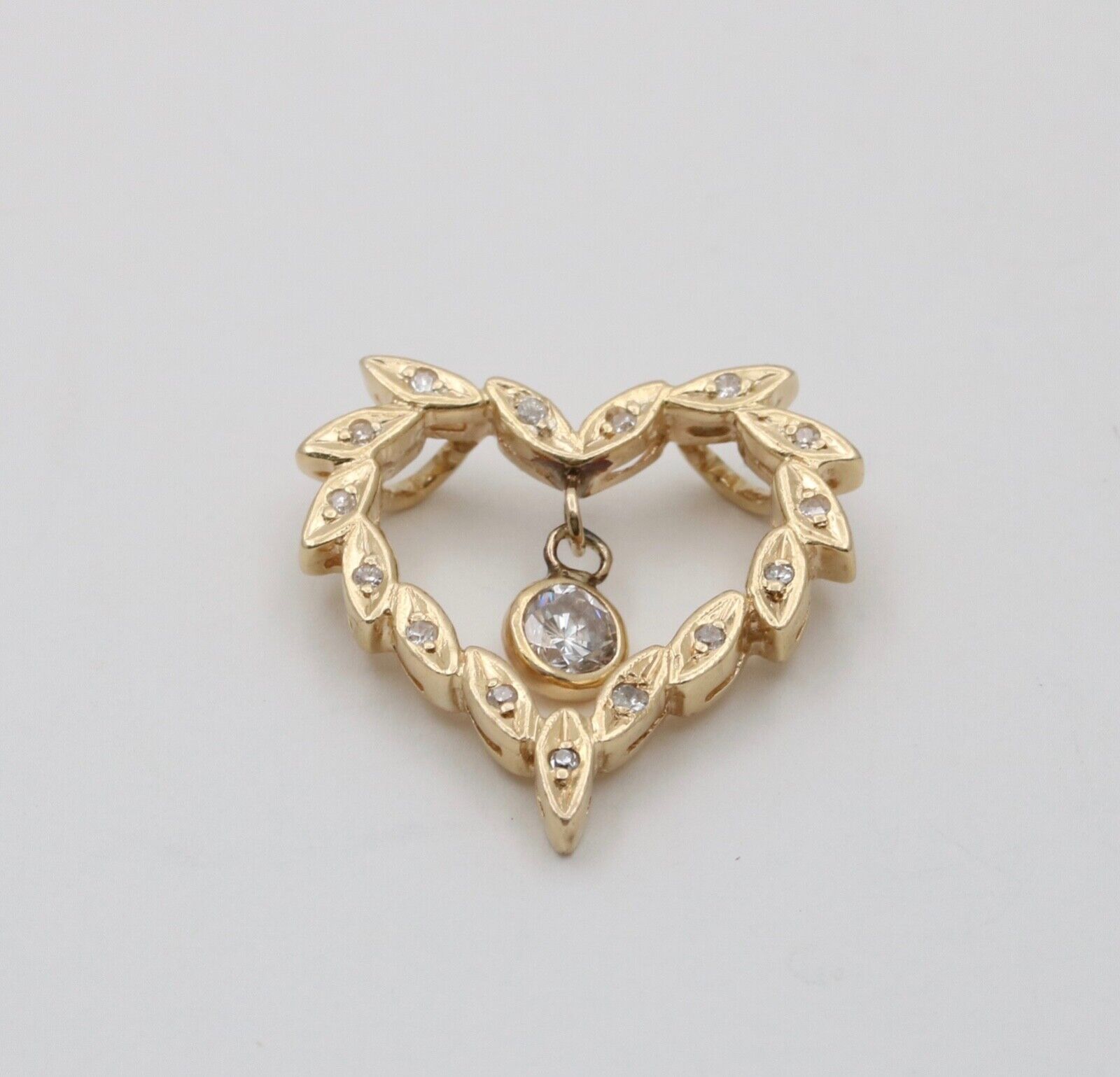 Vintage Heart Diamonds 14K Yellow Gold Pendant