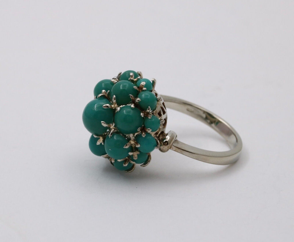 Vintage 18K Gold Dome Cluster Turquoise Ring