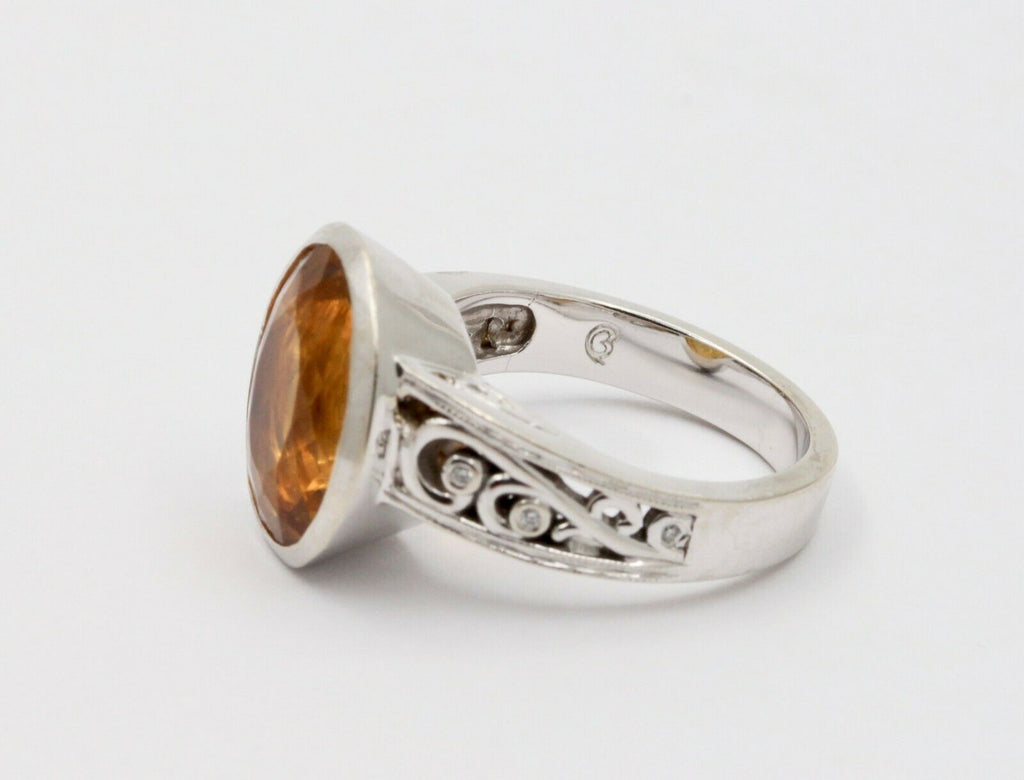 Vintage 14K Chunky Large Citrine Statement Ring