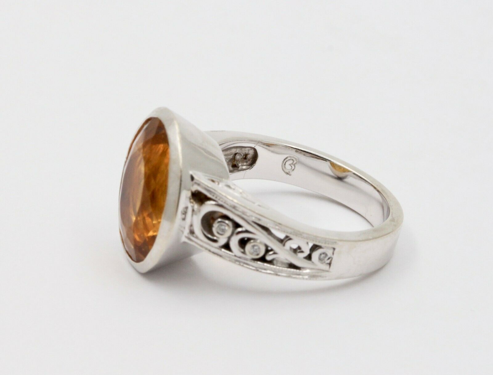 Vintage 14K Chunky Large Citrine Statement Ring